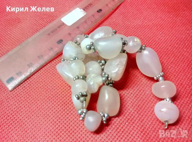РЕТРО АРТ ГЕРДАН от НАТУРАЛНИ КАМЪЧЕТА МЛЕЧЕН КВАРЦ с НУЖДА от ЗАКОПЧАЛКА 47332, снимка 6 - Колиета, медальони, синджири - 47285612