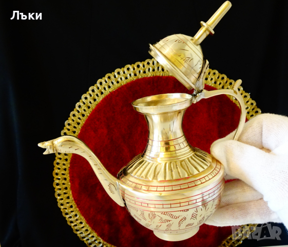 Старинен бронзов сервиз за ракия,клетъчен емайл. , снимка 3 - Антикварни и старинни предмети - 36302632