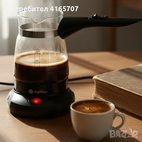 Електрическо джезве 600W – 500 мл, стъклен корпус и 360° въртяща се основа, снимка 3 - Кафемашини - 55905852