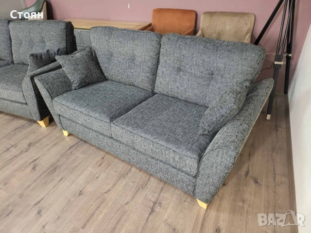 Сив комплект дивани от плат тройка и двойка, снимка 9 - Дивани и мека мебел - 53754312