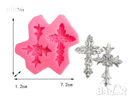  2 кръста кръст силиконов молд форма кръщене за украса декорация торта фондан сладки пита, снимка 4 - Форми - 13604752