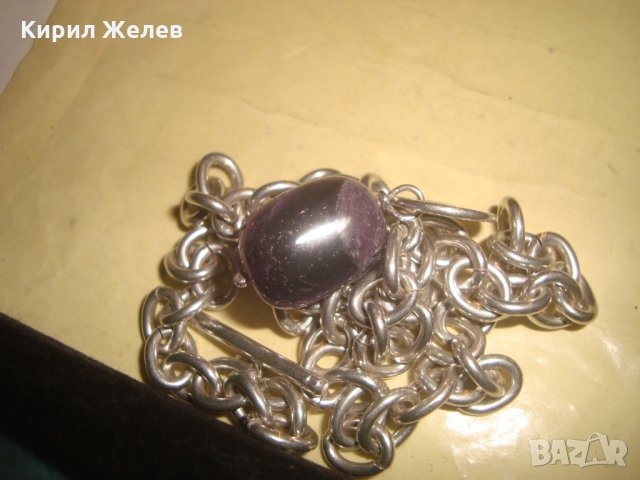 СРЕБЪРНО КОЛИЕ ЛАНЕЦ с ЕДЪР ШЛИФОВАН ЮВЕЛИРНО АМЕТИСТ БУТИКОВО БИЖУ ВИСОКА ПРОБА СРЕБРО 25636, снимка 13 - Колиета, медальони, синджири - 35702017