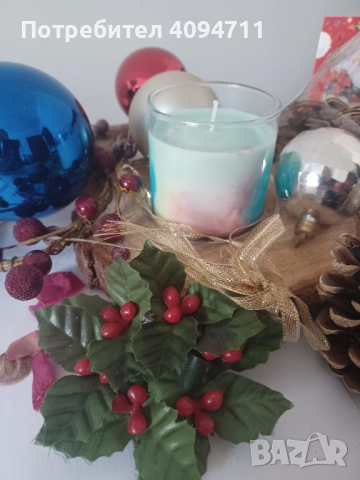 Декоративна свещ със соев восък и аромат на цветя/роза и жожоба/