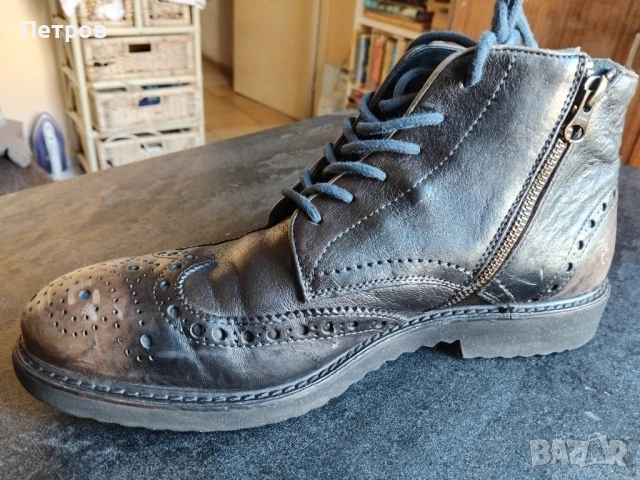 Мъжки кожени боти тип "броги" (brogue boots) 42, снимка 6 - Мъжки боти - 53160766