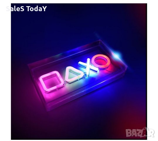 Светеща табела, Панел Gamer LED, Лампа за бюро, Neon, USB, 23x12.7см, снимка 2 - Настолни лампи - 42626205