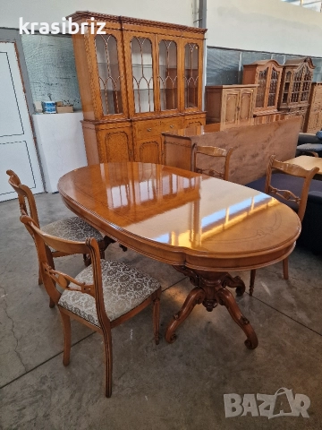 Античен Сет- Масивна Витрина с Писалище,Скрин и Маса+6 бр.Стола-внос от Германия!, снимка 14 - Витрини - 52882467