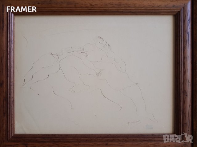 Жул Паскин 1885 - 1930 В бордея Оригинална еротична рисунка, снимка 3 - Картини - 41673984