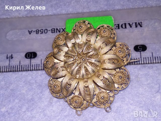 РАЗКОШНА СТАРИННА СРЕБЪРНА ФИЛИГРАННА ФЛОРАЛНА БРОШКА ФИНА МАЙСТОРСКА РЪЧНА ИЗРАБОТКА УНИКАТ 35809, снимка 5 - Антикварни и старинни предмети - 39507059