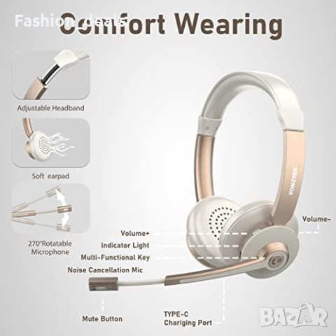 Нови Безжични слушалки Bluetooth с микрофон CVC шумопотискане за работа, снимка 6 - Bluetooth слушалки - 40580773