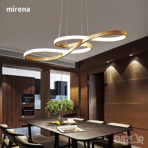 Модерен Лед led Полилей, висящ таван, златен дистанционно 222