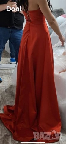Дамска официална рокля в оранжево-червено, снимка 5 - Рокли - 38834617