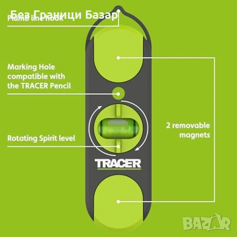 Нов търсач локатор Магнитен детектор за греди TRACER + маркери и либела, снимка 1