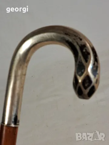 бастун със сребърна дръжка, снимка 2 - Антикварни и старинни предмети - 48362031