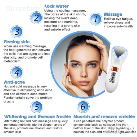 Електрически ултразвуков масажиращ и лифтинг уред за лице, снимка 4 - Масажори - 53278147