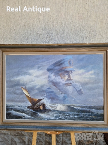 Уникална антикварна авторска майсторска картина масло върху платно , снимка 3 - Картини - 51668865