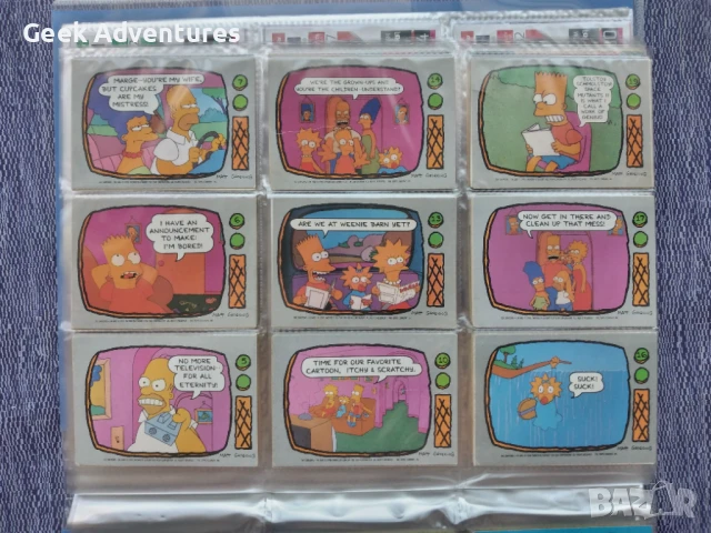 Oригинални The Simpsons Колекционерски Картички (Trading Cards) от 1990 Семейство Симпсън