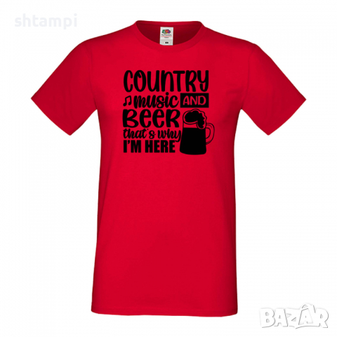 Мъжка тениска Country Music And Beer That's Why I'm Here,Бира,Бирфест,Beerfest,Подарък,Изненада,Рожд, снимка 3 - Тениски - 36377273