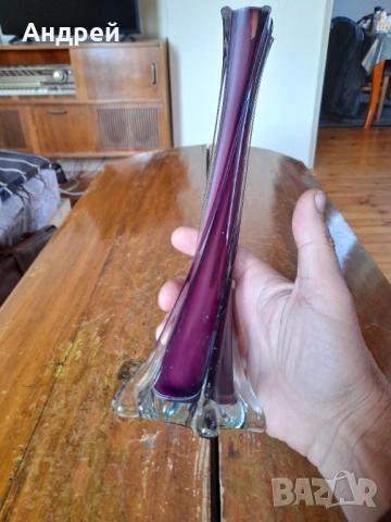 Стара стъклена ваза #19, снимка 2 - Вази - 53243140