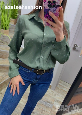 Стилна дамска риза с камъчета, снимка 2 - Ризи - 53082476