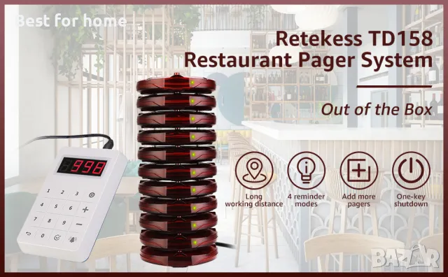  Система за ресторантски пейджъри  Retekess, снимка 9 - Обзавеждане за заведение - 50141805