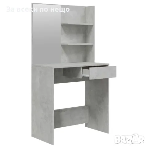 Тоалетка с огледало, бетонно сива, 74,5x40x141 см, снимка 5 - Тоалетки - 48121864