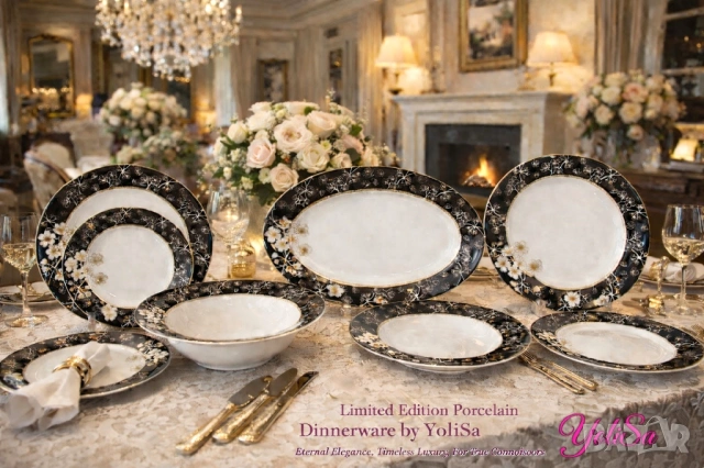 Сервиз за хранене за съдомиялна машина от костен порцелан Y o L i S a, снимка 3 - Сервизи - 53424961