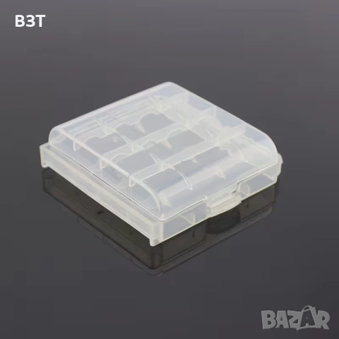 КУТИЯ ЗА СЪХРАНЕНИЕ НА 4 БРОЯ БАТЕРИИ AA/AAA ПЛАСТМАСОВА ПРОЗРАЧНА БЯЛА
