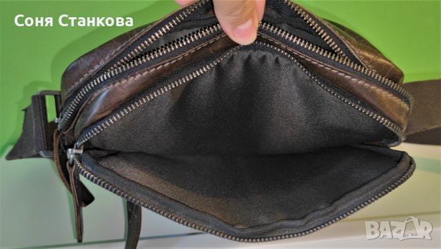 STRELLSON - Мъжка чанта за през рамо - естествена кожа, снимка 7 - Чанти - 42115206