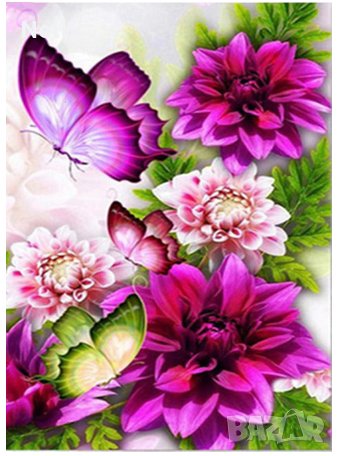 Диамантен 5D гоблен Пеперуди и цветя 30/20