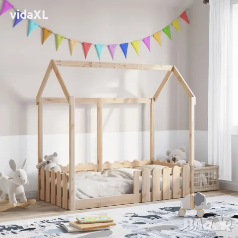 vidaXL Рамка за детско легло къща, 70x140 см, масивна борова дървесина, снимка 2 - Спални и легла - 56148216