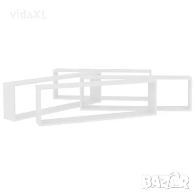 vidaXL Стенни кубични рафтове, 4 бр, бели, 100x15x30см инженерно дърво(SKU:807080), снимка 4 - Други - 49562195