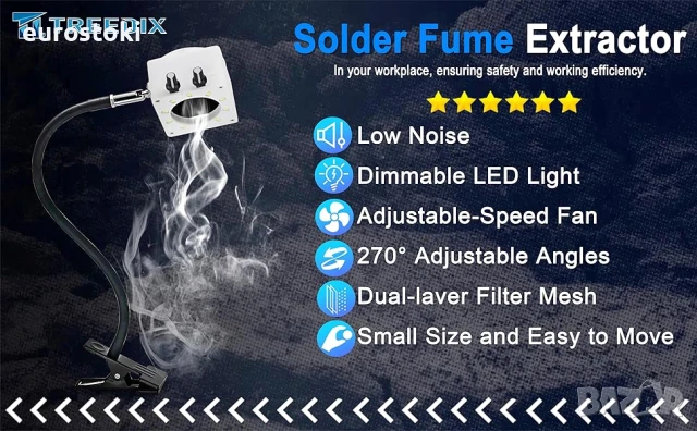 Treedix Абсорбатор за отстраняване на дим от спойка, екстрактор за дим от спойка с регулируема скор, снимка 8 - Други инструменти - 51091932