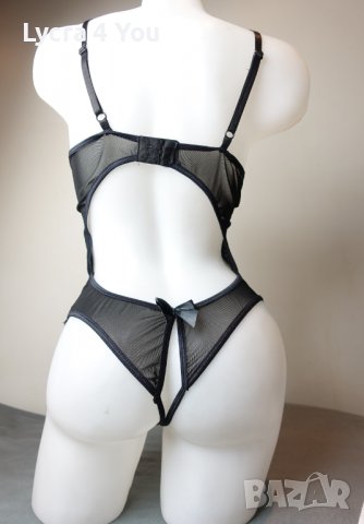 Еротично черно боди с отворен бюст и дъно прашка S/M размер, снимка 3 - Бельо - 39843002