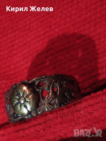 СТАРИНЕН ФЛОРАЛЕН ПОЗЛАТЕН СРЕБЪРЕН МАЙСТОРСКИ РЪЧНО РАБОТЕН ПРЪСТЕН АРТ-ДЕКО УНИКАТ 17076, снимка 17 - Антикварни и старинни предмети - 31196160