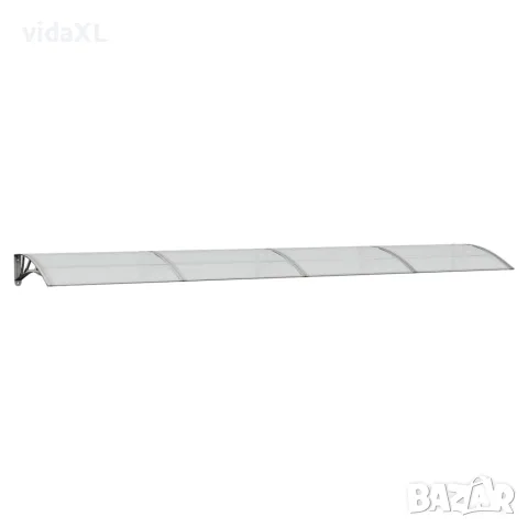 vidaXL Навес за врата, сиво и прозрачно, 400x75 см, поликарбонат