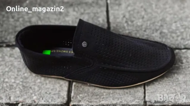 Официални мъжки обувки с дупки, без връзки, снимка 1