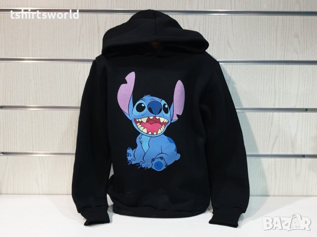 Нов детски суичър с дигитален печат Стич (Stitch) в черен цвят, снимка 5 - Детски анцузи и суичери - 38906846