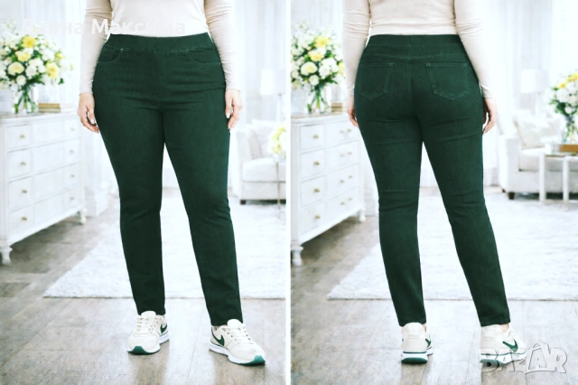 15 лв/ 7,67€ 💥дънки Л тъмнозелени - последни