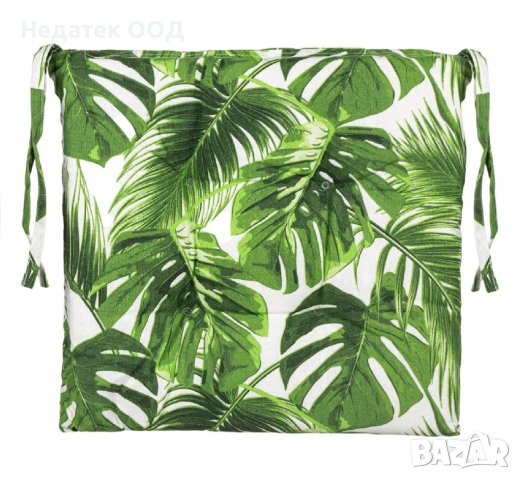 Възглавница за стол, Beige Tropical Leaves, 40x40cm, Зелено/ бежева, снимка 1 - Възглавници - 41164854