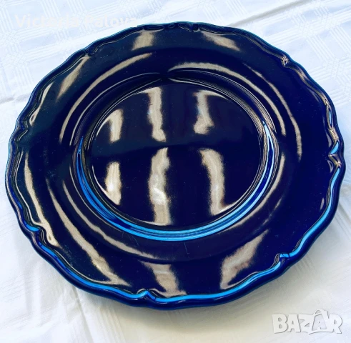 Големи стъклени кобалтови чинии- плата ESTE C.E. Италия, снимка 4 - Антикварни и старинни предмети - 51424239