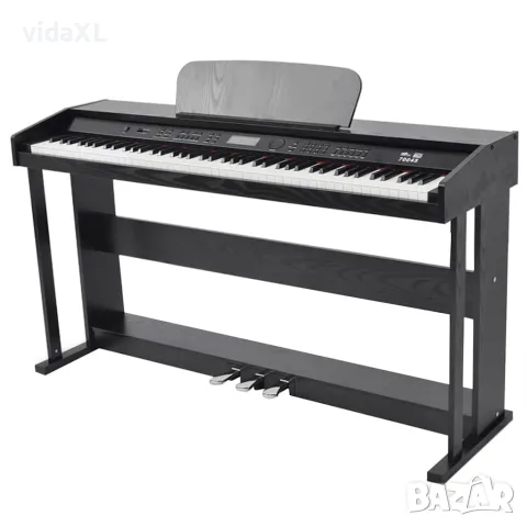 vidaXL Дигитално пиано с 88 клавиша и педали, борд от черен меламин