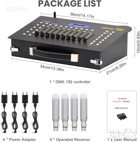 DMX512 DJ сценичен контролер, осветителна конзола, миксерна платка, конзола, безжичен предавател, снимка 5 - Друга електроника - 52972545
