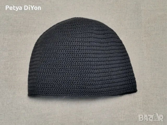 Плетена тънка мъжка шапка от пачук в черно, снимка 2 - Шапки - 50381088