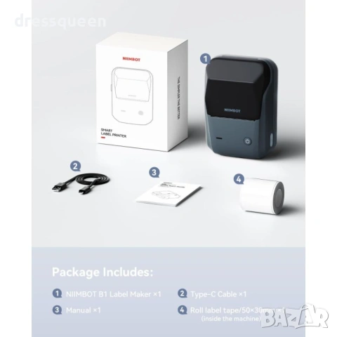 4880 Niimbot B1: Мобилен термопринтер за QR кодове и издръжливи водоустойчиви етикети, снимка 8 - Принтери, копири, скенери - 53711979