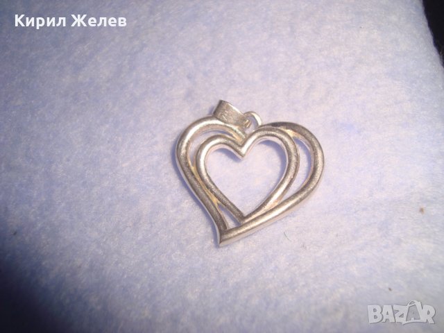 СРЕБЪРЕН РОМАНТИЧЕН БЕЛ ЕПОК АРТ МЕДАЛЬОН СРЕБРО 925 2 СЪРЦА в 1 - 25852