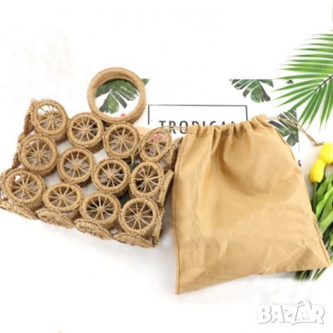 Плетена чанта Lemons Brown, снимка 8 - Чанти - 41477324