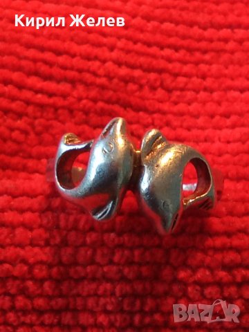 СТАР СРЕБЪРЕН ПРЪСТЕН СРЕБРО 925 ДЕЛФИНЧЕТА РЪЧНА ХУДОЖЕСТВЕНА МАЙСТОРСКА ИЗРАБОТКА АНГЛИЯ 25966