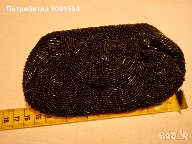         Винтидж черни мъниста  Ръчно изработени във Франция  ,протмоне,чанта Art Deco, снимка 3 - Други ценни предмети - 41589895