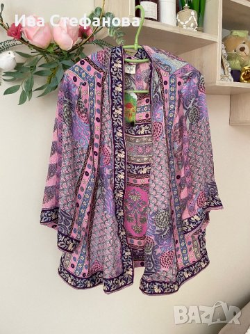 Уникално елегантно лятно цветно много пъстро кимоно с етикета one size размер, снимка 7 - Сака - 42020519