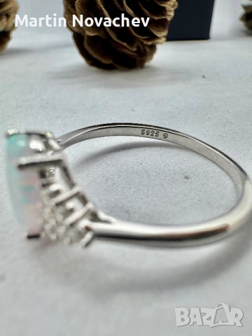 Сребърен пръстен с етиопски опал, снимка 4 - Пръстени - 52883341